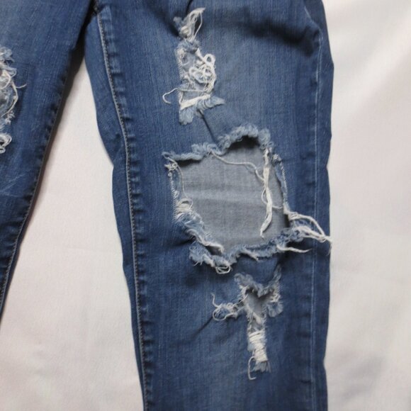 SNEAK PEEK womens JEANS distressed BLUE denim STRETCH mid-rise SIZE M - Picture 2 of 15